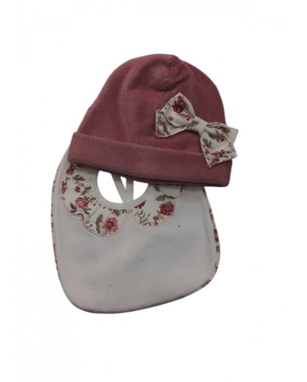 Coordinato cappello con bavetta in ciniglia