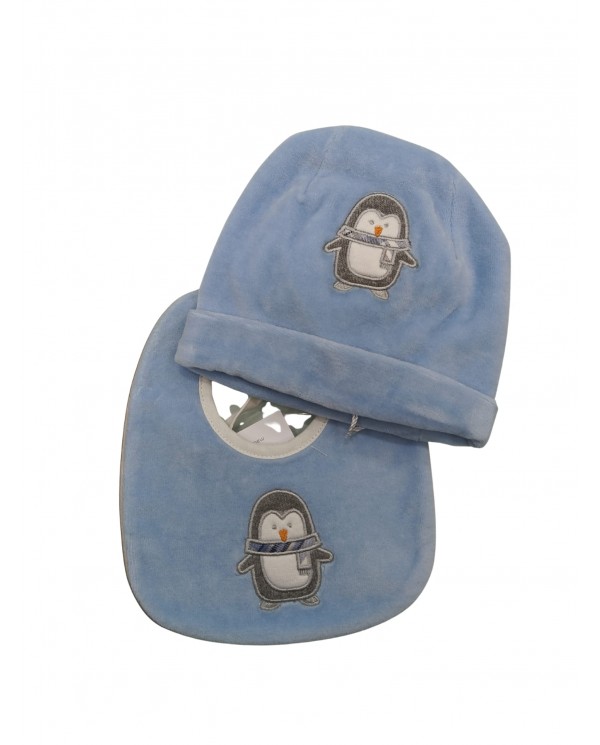 Coordinato bavetta e cappello in ciniglia