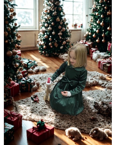 Vestito Velluto Verde Bosco