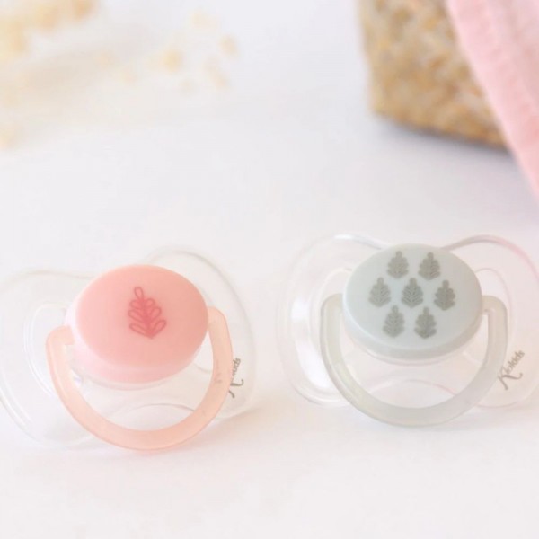 Kiokids Set di 2 ciucci  rosa e grigio