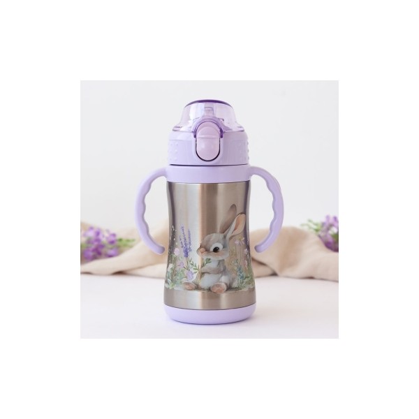KioKids Bottiglia in acciaio inossidabile con manici lavanda 280ml