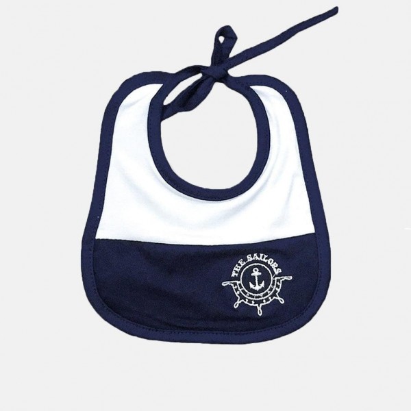 Bavetta Neonato in Cotone Blu Ricamo Timone, Luglio