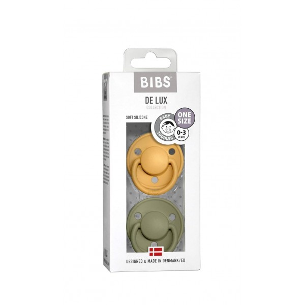 Succhietti De Lux 2 pezzi honey/olive, BIBS